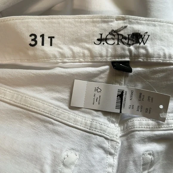 J.Crew The Tall High Rise Wide Leg Denim Trouser in White (31 Tall) - Picture 8 of 9